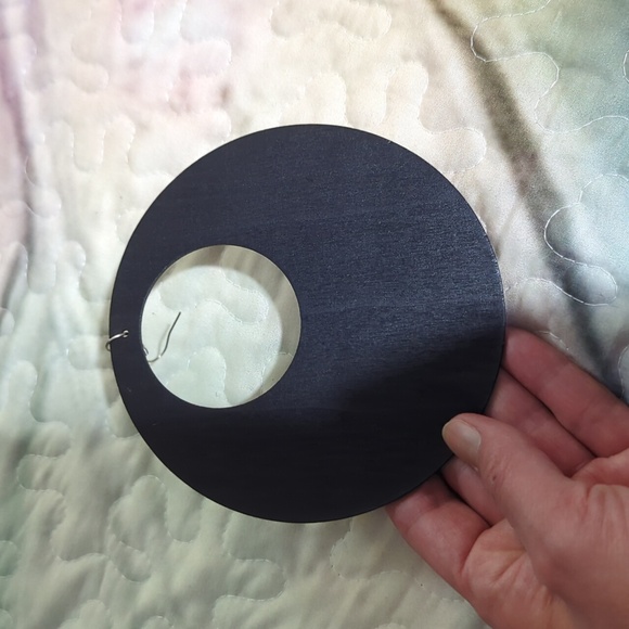 Hollow Round Big Large Wooden Dangle Ethnic Style Statement Earrings - Picture 5 of 8